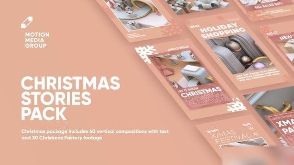 Videohive Christmas Factory Stories Titles template preview