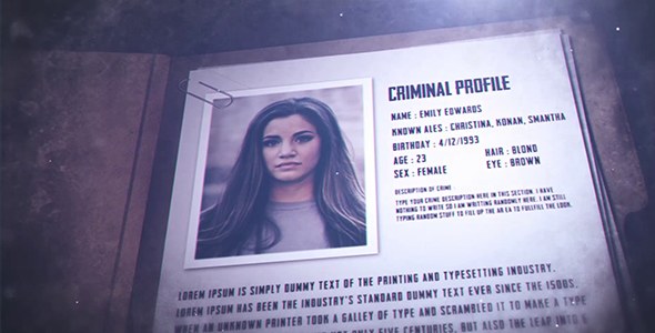 Videohive Crime File Openers template preview