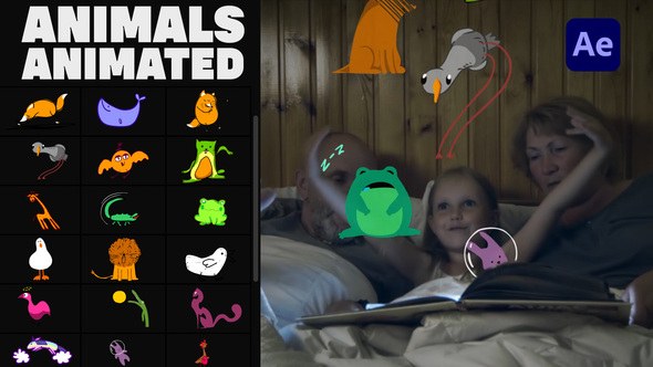 Videohive Animals Animated Stickers Pack | After Effects Elements template preview