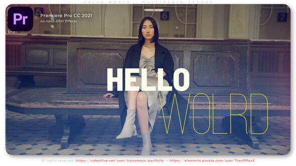 Hello World Multimedia Opener Premiere Pro template preview