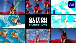Videohive Grunge Glitch Seamless Transitions | After Effects 58336328 Elements template preview