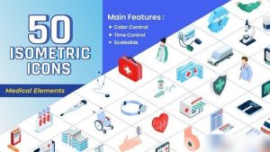 Videohive Isometric Icons - Medical Elements Infographics template preview