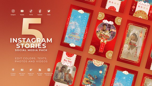 Videohive Chinese New Year Dragon Stories Product Promo template preview