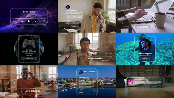Videohive Liquid Glass UI Pack Video Displays template preview