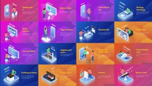 Videohive Technology At Home. Isometric Concepts. Elements template preview