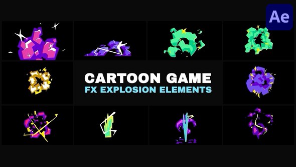 Videohive Cartoon Game FX Explosion Elements | After Effects Elements template preview