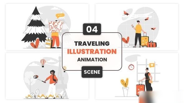 Videohive Traveling Animation Scene Elements template preview