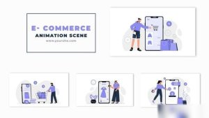 Videohive Online Shopping Concept Cartoon Animation Scene Elements template preview
