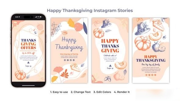Videohive Happy Thanksgiving Instagram Stories 54909044 Elements template preview