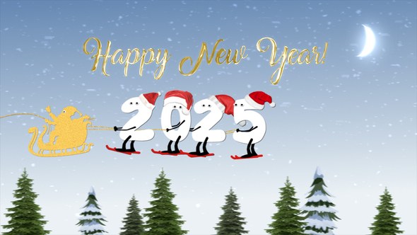 Videohive New Year Cartoon Skier 2025 | After Effects Openers template preview