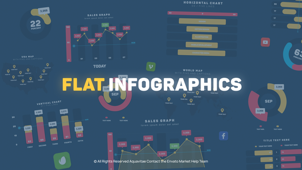 Flat Design Infographics Video Displays template preview
