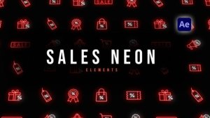 Videohive Sales Neon Icons Elements template preview