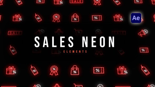 Videohive Sales Neon Icons Elements template preview