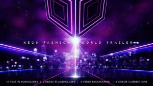Neon Fashion World Trailer Video Displays template preview