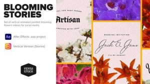 Videohive Painted Blooming Flower Stories Titles template preview