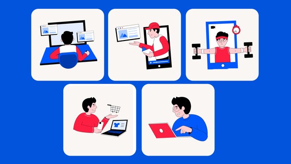 Videohive Online Activity Illustration 59946584 Elements template preview