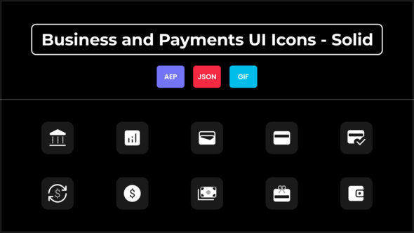 Videohive Business and Payments UI Icons - Solid Elements template preview