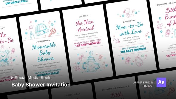 Videohive Social Media Reels - Baby Shower Invitation After Effects Template Product Promo template preview