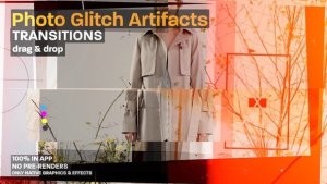 Photo Artifacts Glitch Transitions: Photo-Based Distortions with Glitch Elements Premiere Pro template preview