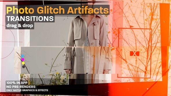 Photo Artifacts Glitch Transitions: Photo-Based Distortions with Glitch Elements Premiere Pro template preview