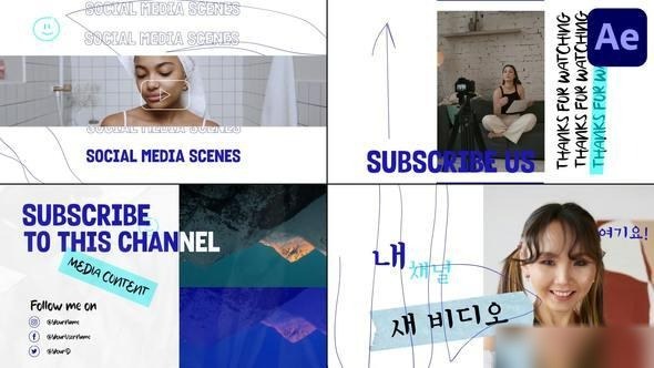 Videohive Modern Social Media Endscreens for After Effects Openers template preview