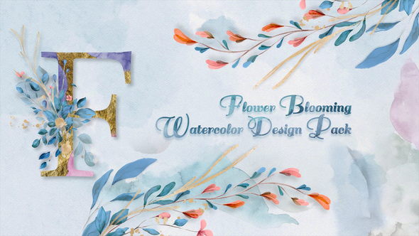 Videohive Flower Blooming Watercolor Design Pack Elements template preview