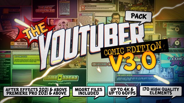 The YouTuber Pack - Comic Edition V3.0 Video Displays template preview