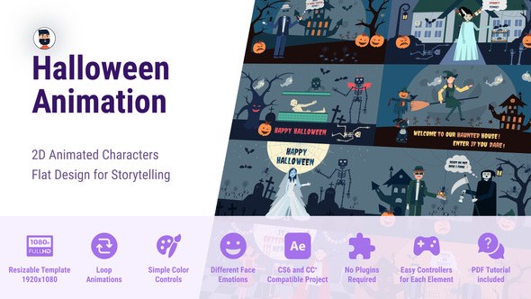 Videohive Halloween Character And Background Elements template preview