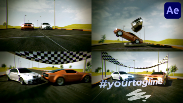 Videohive Cars Racing Logo Sting for After Effects Logo Stings template preview