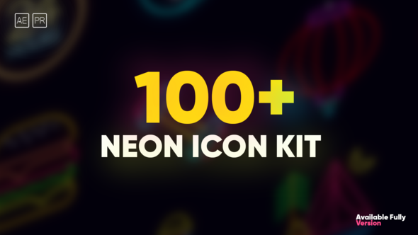 Videohive 100 Neon Icon Set Elements template preview