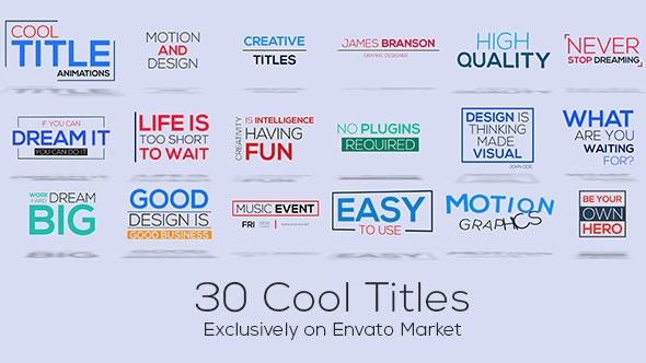 Videohive 30 Cool Titles Titles template preview