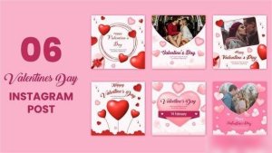 Videohive Valentine Day Social Media Post Pack Video Displays template preview