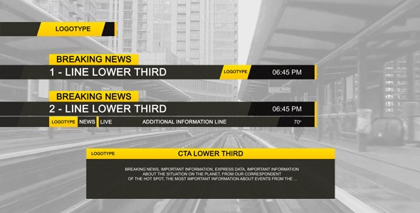 Lower Third Black Video Displays template preview