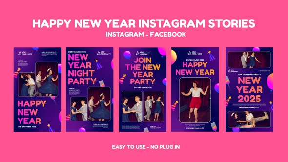 Videohive Happy New Year Instagram Stories 56047264 Openers template preview