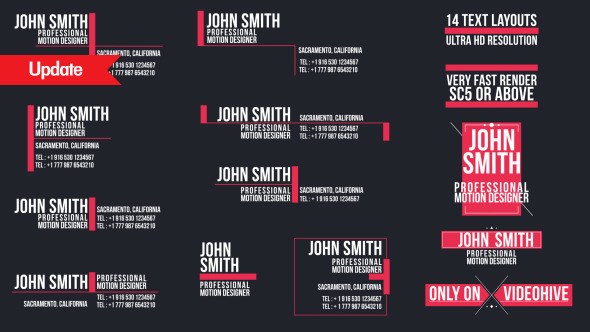 Videohive 30 Text Layouts Titles template preview