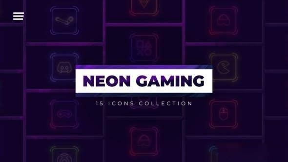 Videohive Neon Gaming Icons Logo Stings template preview