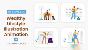Videohive Wealthy Lifestyle Illustration Pack Elements template preview