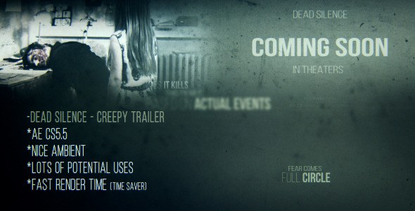 Videohive Dead Silence - Creepy Trailer Video Displays template preview