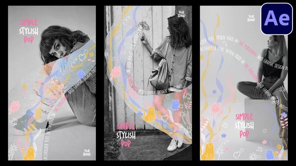 Videohive Drawing Social Media Stories Video Displays template preview