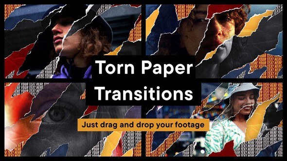 Videohive Torn Paper Transitions 55469715 Elements template preview