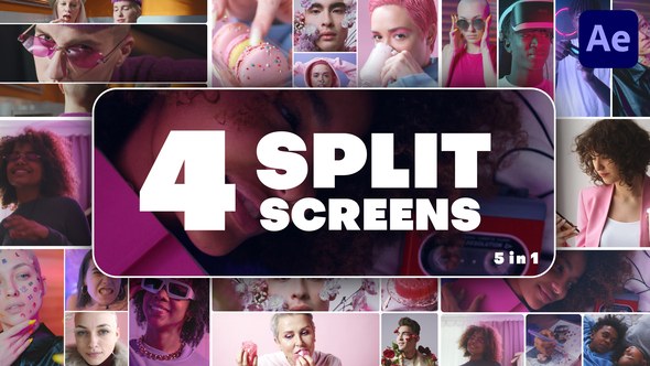 Videohive Multiscreen Transitions - 4 Split Screen Elements template preview