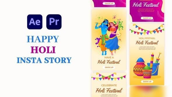 Videohive Holi Festival Celebration Instagram Story Elements template preview