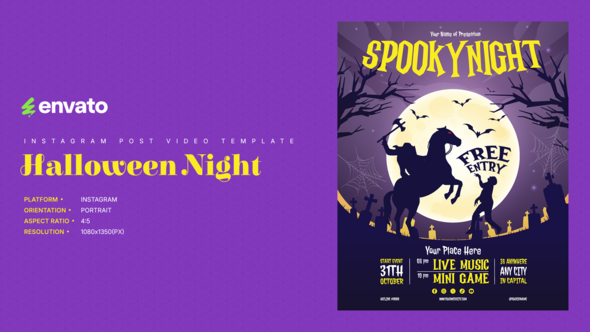 Videohive Halloween Instagram Post Portrait вЂ“ Creative After Effects Video Template 60363753 Product Promo template preview