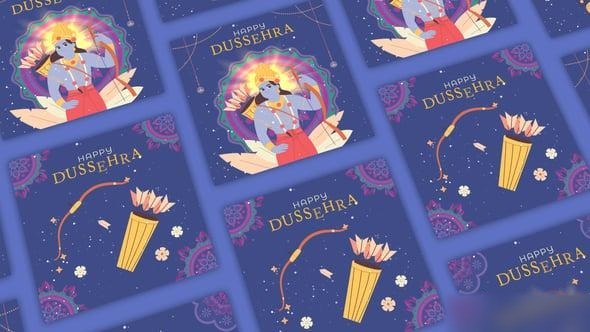 Videohive Happy Dussehra Instagram Post Openers template preview