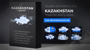 Videohive Kazakhstan Map - Republic of Kazakhstan Map Kit Video Displays template preview
