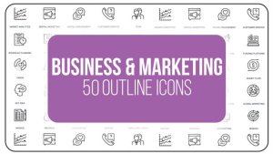 Videohive Marketing and Business - 50 Thin Line Icons Video Displays template preview