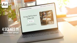Videohive Laptop Screen Mockup In Cozy Sunny Room - 30Sec Promo - 4 Scenes Ae Template Product Promo template preview