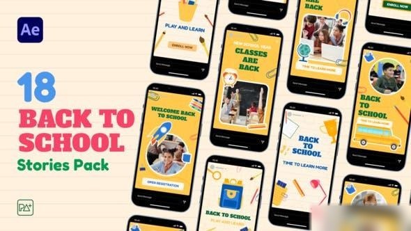 Videohive Back To School Stories Pack For After Effects Openers template preview
