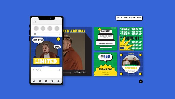 Videohive Retro Block Instagram Post Product Promo template preview