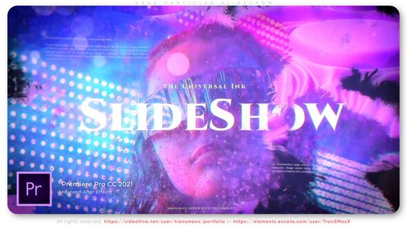 Neon Particles Slideshow Premiere Pro template preview